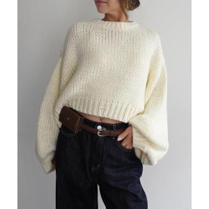 ニット セーター バルーンスリーブショートニット レディース