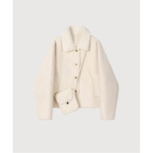 ムートンコート ボアコート Cropped Mouton Jacket With Mini Bag レディース
