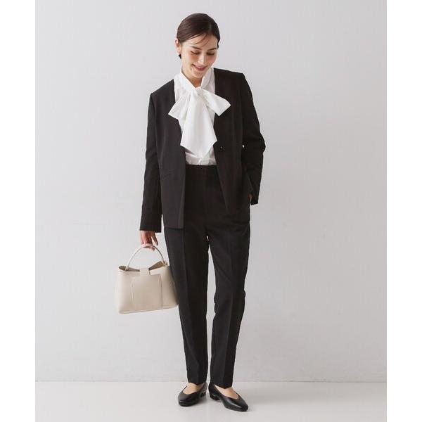 パンツ 「通勤・セレモニーセットアップ対応」 テーパードパンツダブルクロス「洗濯機OK」 レディース