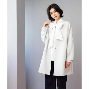 ノーカラーコート コート フォルムスリーブミドルコート「洗濯機OK」 レディース