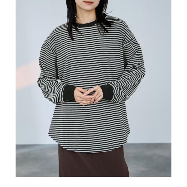 tシャツ milli de l'air オーバーサイズボーダーカットソー レディース