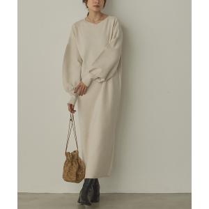ワンピース 「静電気防止」やわもちヤーン ぽわん袖ワンピース