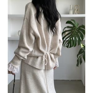 セットアップ レースドッキングニットプルオーバーセットアップ レディース