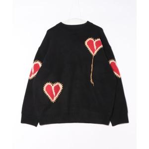 セーター ニット 「Revo./レヴォ」ハートジャガード＆ステッチ ルーズニット メンズ