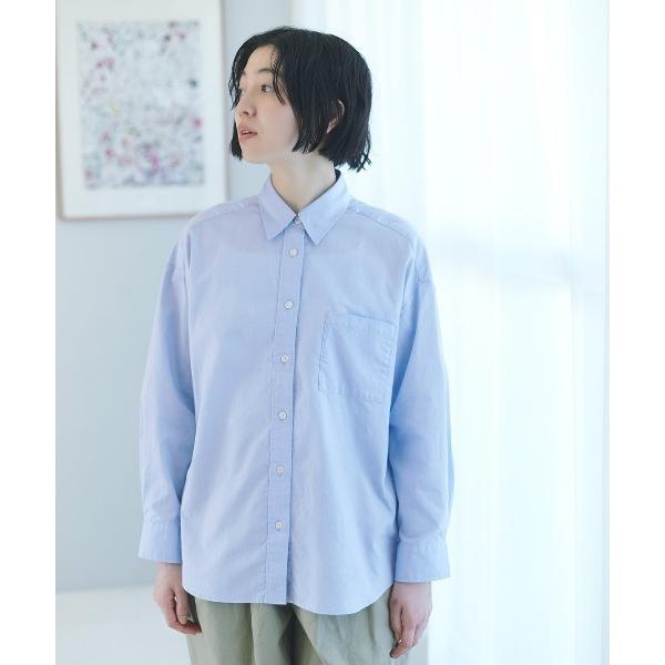 ブラウス シャツ ＴＨＲＥＥ　ＦＩＦＴＹ　ＳＴＡＮＤＡＲＤ 日本製の刺しゅうオックスシャツ「ブルー」...