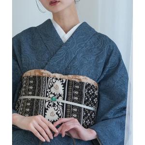 帯単品 小袋帯 utatane 博多織 長尺 正絹 牡丹 インド更紗献上 ブラウン×ベージュ 日本製 レディース