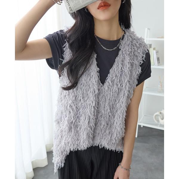 ベスト ジレ フェザージャカードベスト レディース