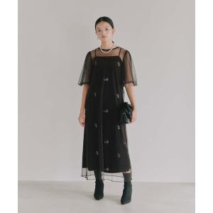 ドレス 刺繍ベロアチュールドレス「kaene直営限定」結婚式 二次会 同窓会 成人式 パーティードレス