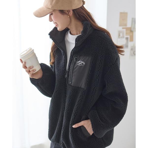 ブルゾン アウター リバーシブルフリース切替ブルゾン レディース