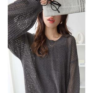 ニット セーター ルーズフィットメッシュニット レディース
