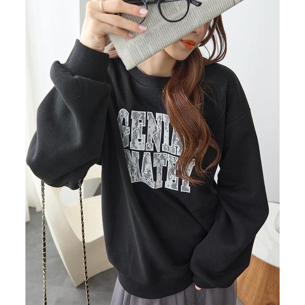 トレーナー スウェット レースロゴ刺繍スウェット レディース