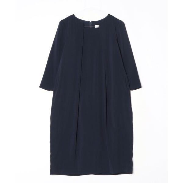 「Flolia」 長袖ワンピース L ネイビー レディース