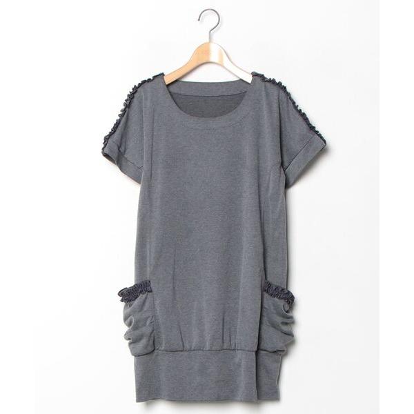 「&amp;LOVE」 半袖ワンピース M グレー レディース