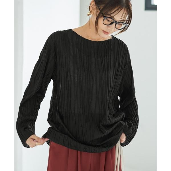 tシャツ ウェーブラインガーゼトップス レディース