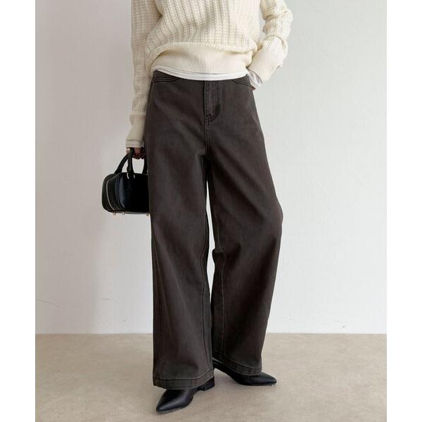 パンツ コットンツイルストレートパンツ レディース