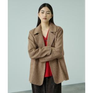 コート アウター ツィーディチェックWボタンジャコット レディース