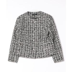 ジャケット ノーカラージャケット ラメファンシーツイードジャケット レディース