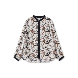 ブラウス シャツ チェーンベルトプリントブラウス レディース