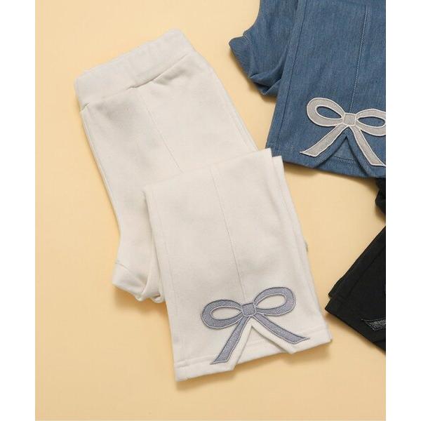 パンツ 「WEB限定/ジュニア対応」裏起毛リボンスリットカットソーパンツ キッズ 子供服 女の子
