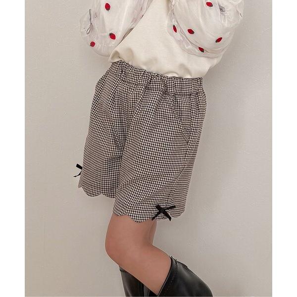パンツ 「リンク/ジュニア対応」サイドリボンスカラップショートパンツ キッズ 子供服 女の子