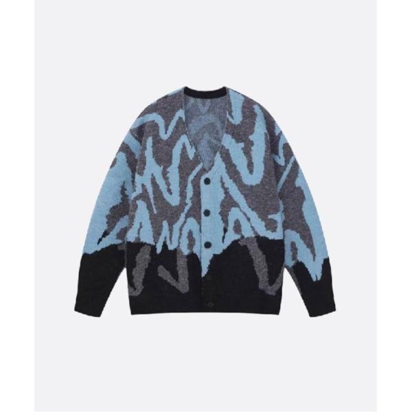 カーディガン Contrast Color Line Cardigan メンズ