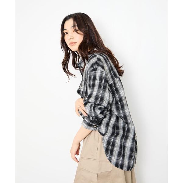 ブラウス シャツ Idnes チェックネルレギュラーカラーシャツ レディース
