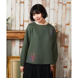 tシャツ Florecer フラワー刺繍プルオーバーカットソー レディース
