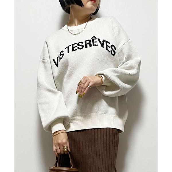 ニット セーター ロゴジャガードニット レディース