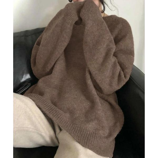 ニット セーター クルーネックオーバーサイズ ニットプルオーバー レディース