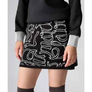 スカート 「marie claire:マリ.クレール」レディースリボンロゴニットスカート　ゴルフ