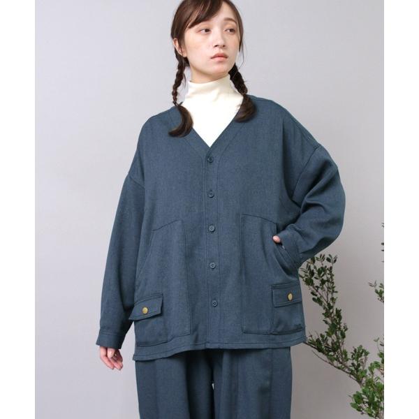 ブラウス シャツ B2927 フレンチワークのウールライクシャツジャケット レディース