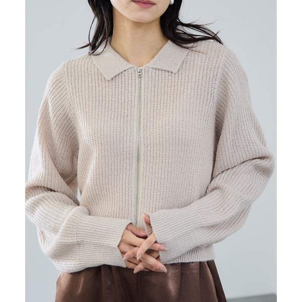 ニット セーター milli de l'air 旬顔レイヤードが叶う モヘヤタッチZIP襟付きニット...