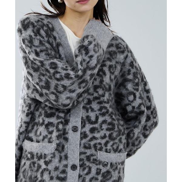 カーディガン milli de l'air  シャギーレオパードカーディガン レディース