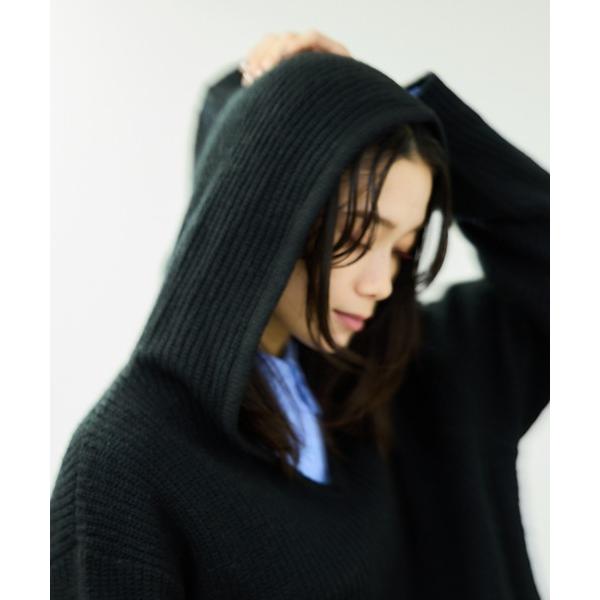 ニット セーター milli de l'air  モヘヤタッチ 片畦フーディニットプルオーバー レデ...