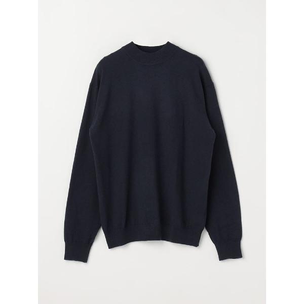 セーター ニット コットン×カシミヤ　モックネックニット　ブラウン/グリーン/ネイビー メンズ