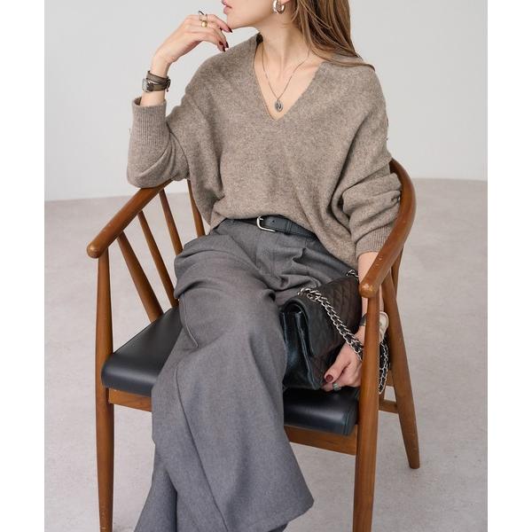 ニット セーター プレート付ドレープニット レディース