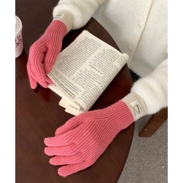 手袋 コントラストカラータグ手袋 レディース