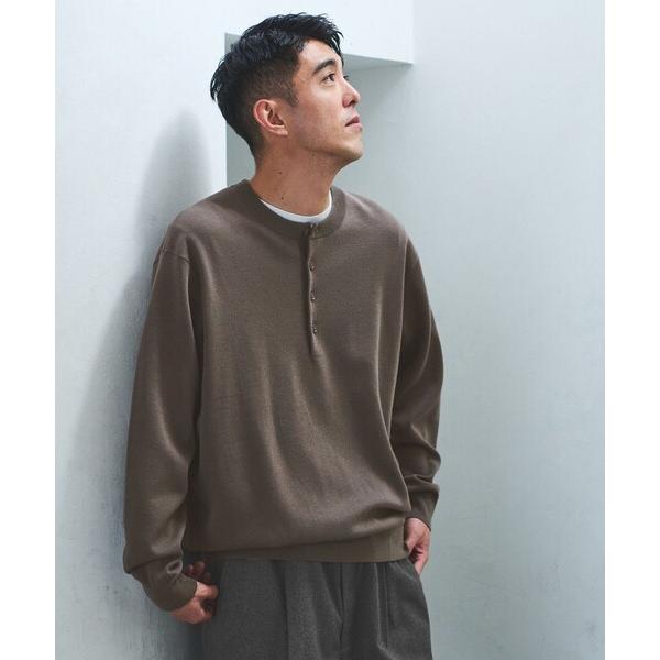 セーター ニット ダブルフェイス ヘンリーネック ニット メンズ