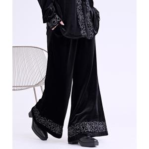 スラックス ベロア刺繍フレアパンツ/SETUP対応 メンズ レディース