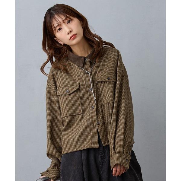 ブラウス シャツ クロップドチェックシャツ レディース
