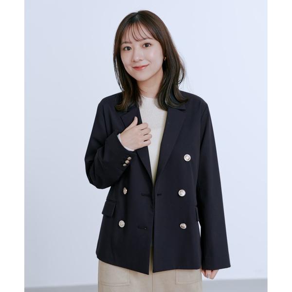 ジャケット テーラードジャケット ゴールドボタンダブルジャケット 「低身長・小柄女性」 レディース