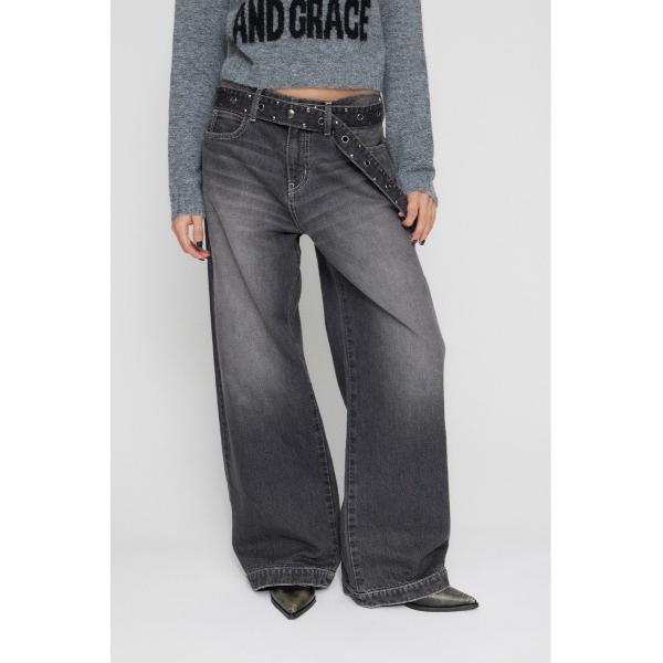 ジーンズ デニム デニムパンツ HEM EMBROIDERY デニム レディース