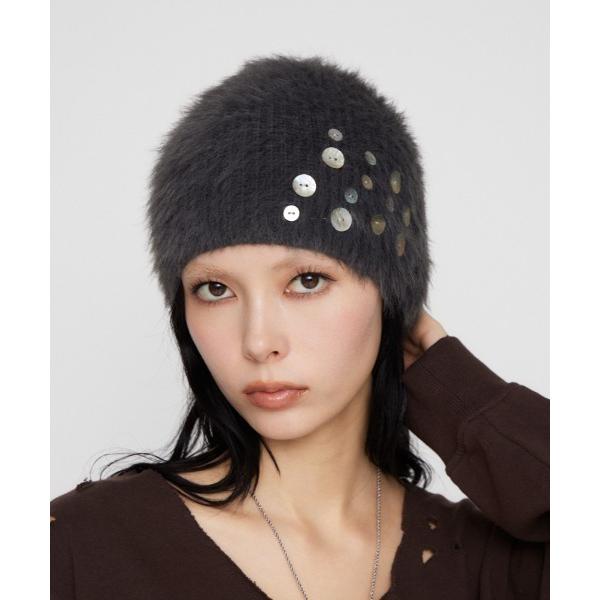 ニット帽 ニットキャップ SHELL LIKE BUTTON ビーニー レディース