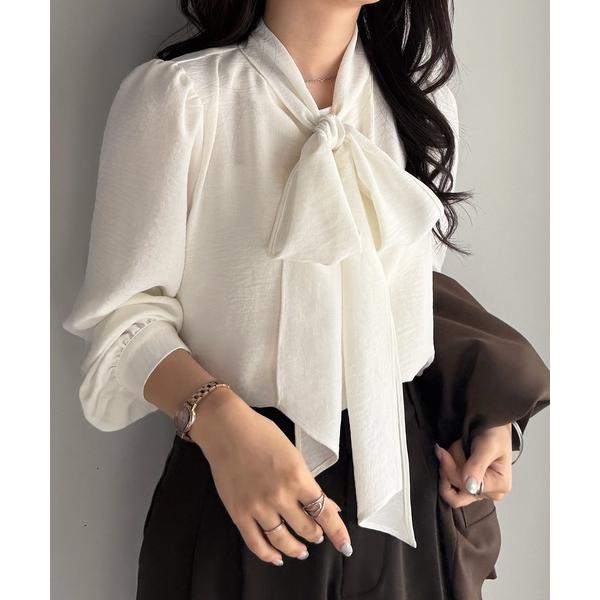 ブラウス シャツ 「UV・イージーケア機能付」洗えるボウタイリボンブラウス レディース