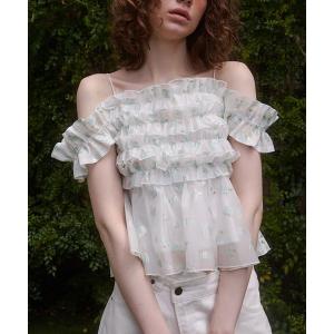 ワンピース フラワーフリルビスチェ