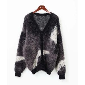 カーディガン マーブルシャギーカーディガン メンズ