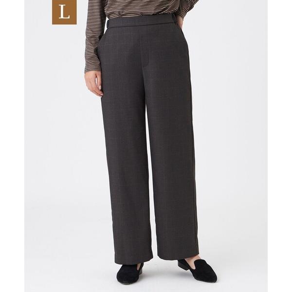 パンツ 「L」「カタログ掲載」「ウォッシャブル」ラメグレンチェックブラッシュドストレートパンツ レデ...