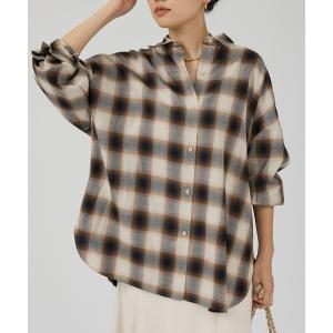 ブラウス シャツ オンブレーチェックオーバーシャツ レディース