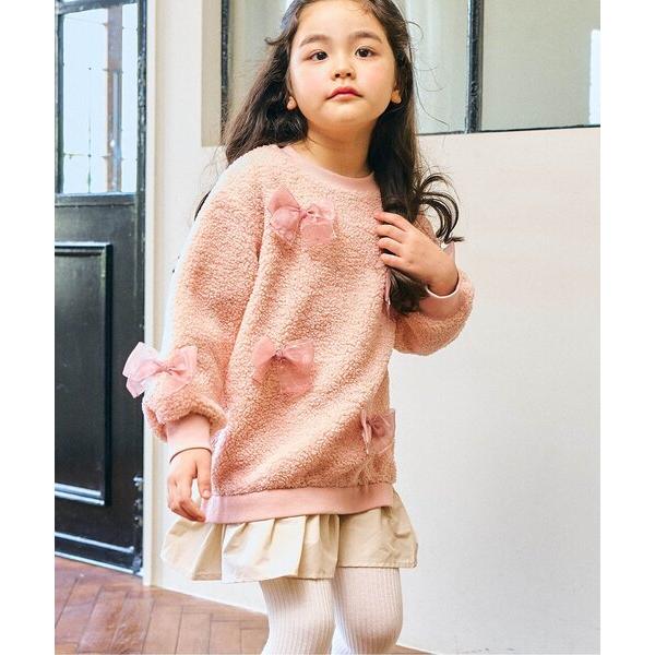ワンピース 「ジュニア対応」リボンいっぱいボアワンピース キッズ 子供服 女の子
