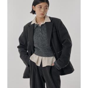 ジャケット テーラードジャケット ウールタッチスタッズレイヤードテーラードジャケット レディース